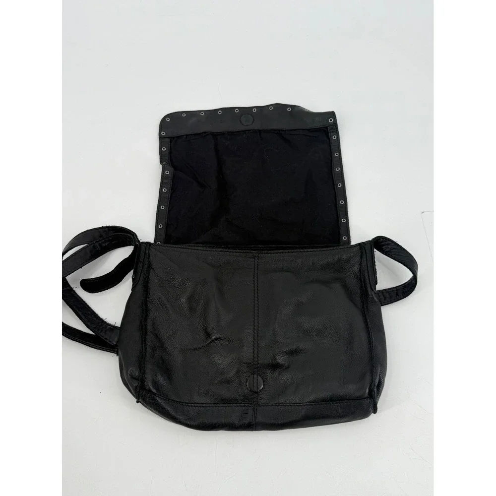 J.Jill Messenger Bag Women OS Black Leather Studded Y2K 11-H022 Grunge Aesthetic